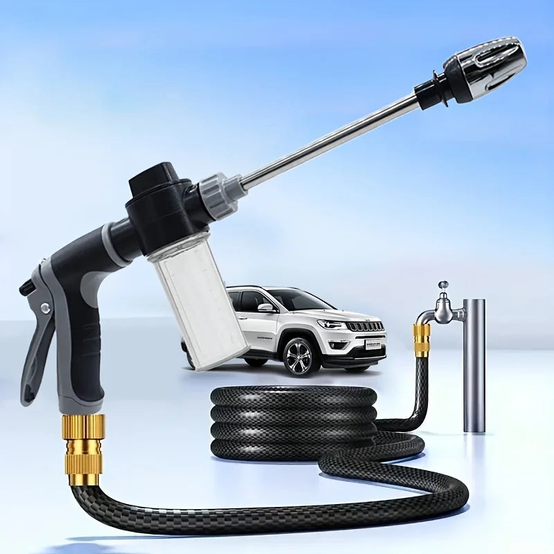 High Pressure Water Gun with Foam Bottle – Garden Hose Car Washer