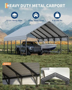 Metal Carport Portable Garage for 2 Cars 20'x25'x13' Gray