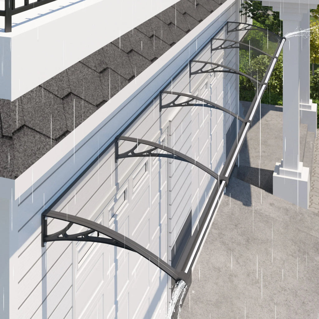 Polycarbonate Window Awning Canopy with Gutter Protection