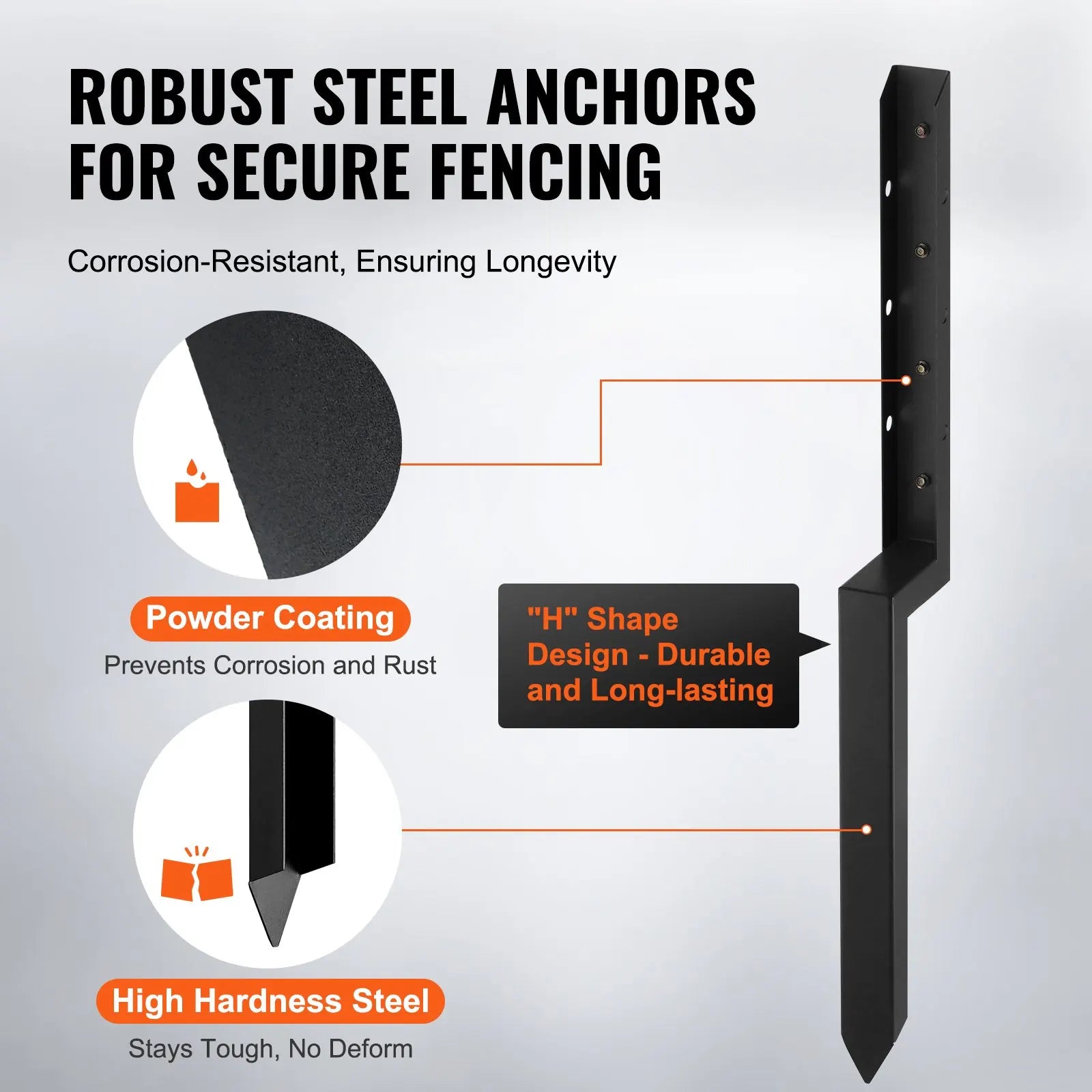 Heavy Duty Steel Fence Post Anchor Kit 4 Pack 2 X 2 Inches