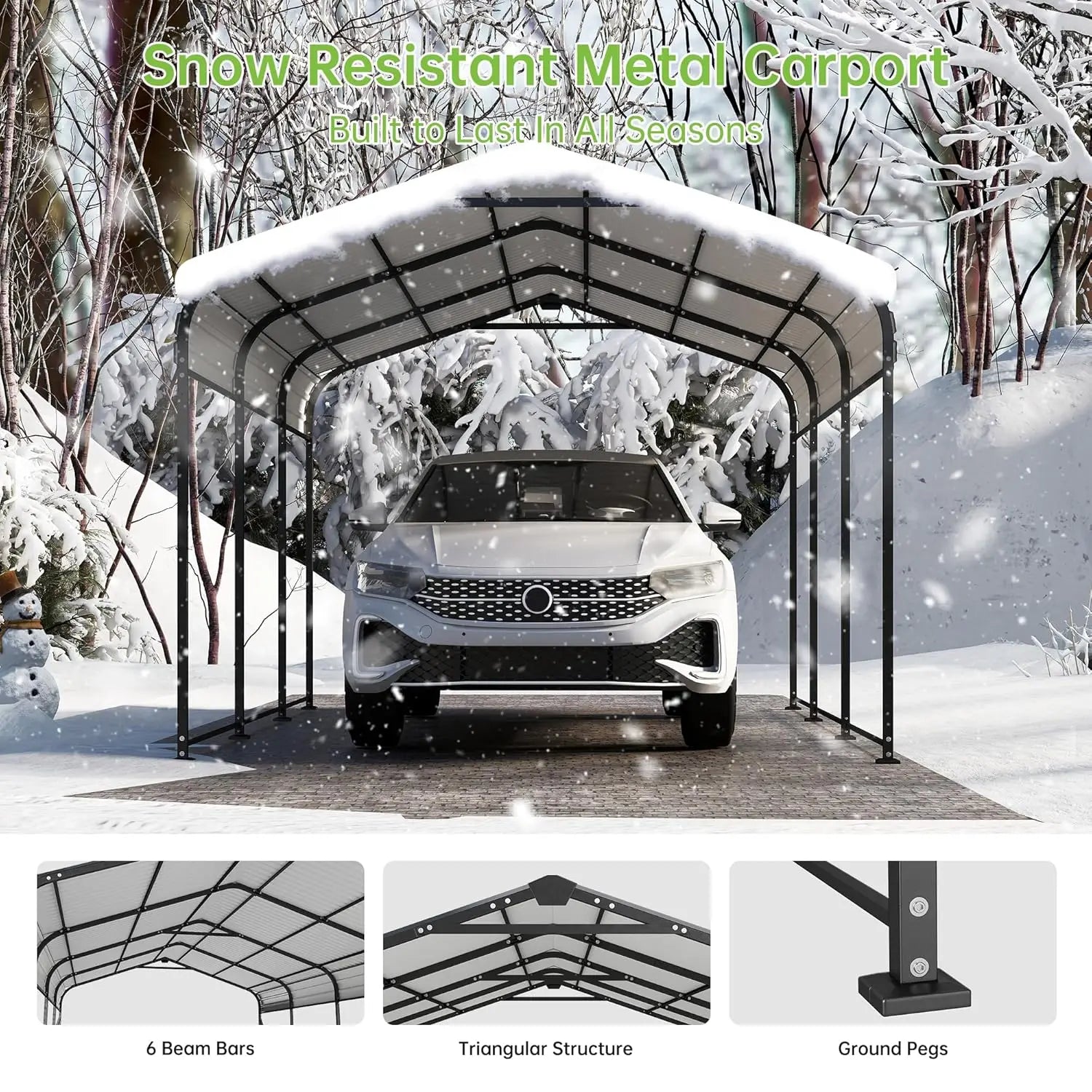 Metal Carport 10x15FT with Galvanised Steel Roof