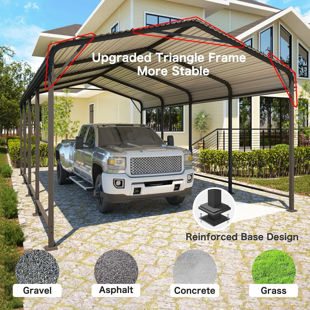 Metal Carport 12x20FT Heavy Duty Canopy for All-Weather