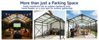 Heavy Duty Metal Carport 22x11 FT with Oxford Cloth Enclosure