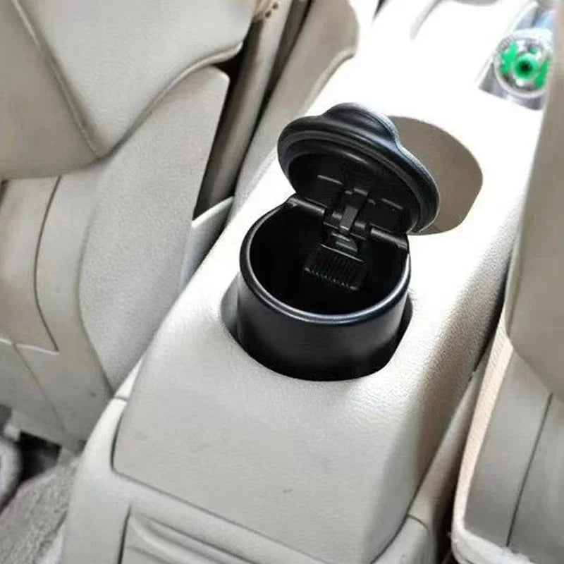 Black Plastic Car LED Ashtray 7x7x10cm