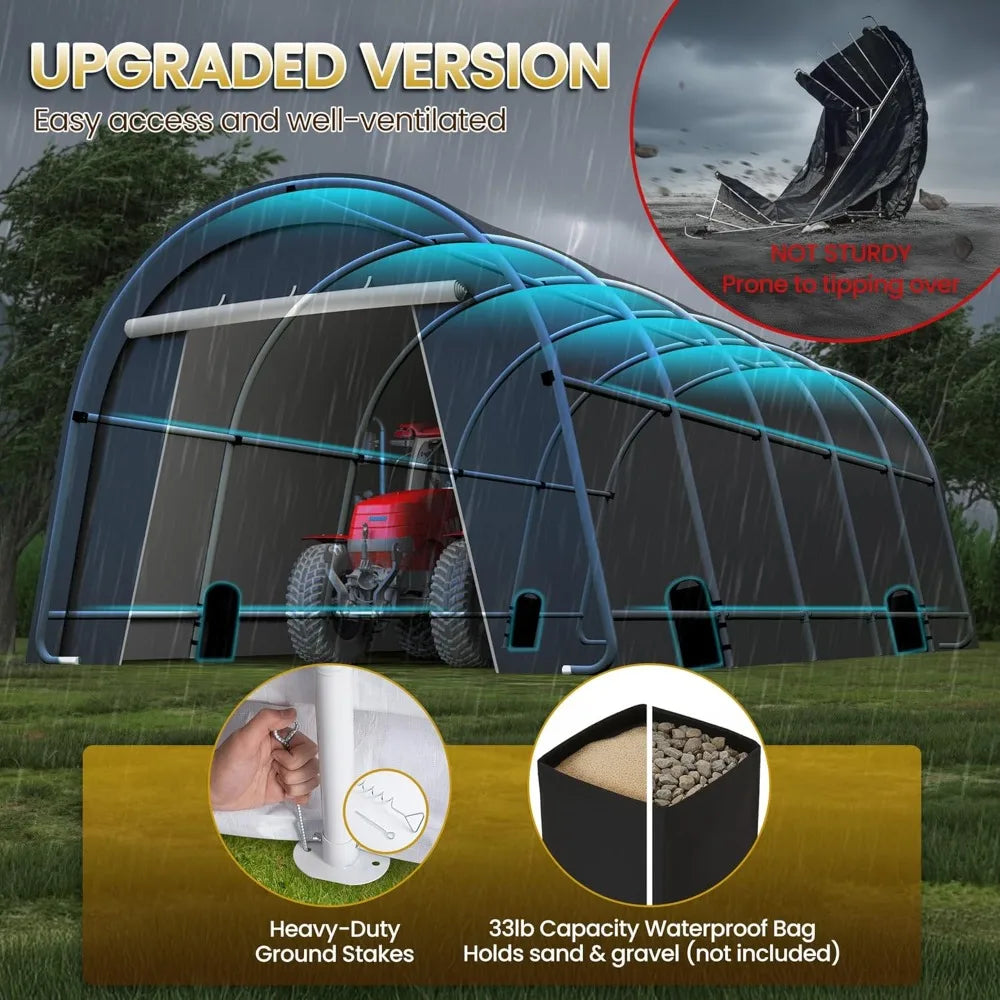 12 Feet X 25 Feet Heavy-duty Carport with Roll-up Doors