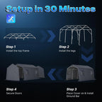 Metal Portable Garage Carport 10x15 ft for Motorcycle and Boat