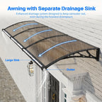 Brown Polycarbonate Gutter Awning for Door Sun Shade