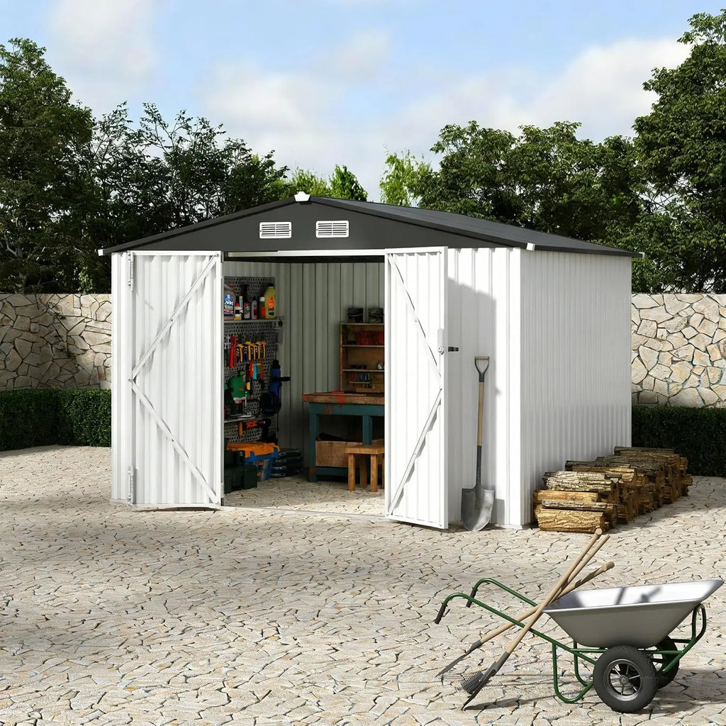Metal Storage Shed 6X8 FT with Lockable Door Outdoor