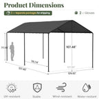 10' x 20' Heavy Duty Carport Garage Canopy with Sidewalls