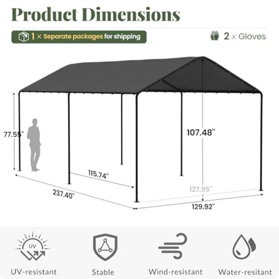 10' x 20' Heavy Duty Carport Garage Canopy with Sidewalls