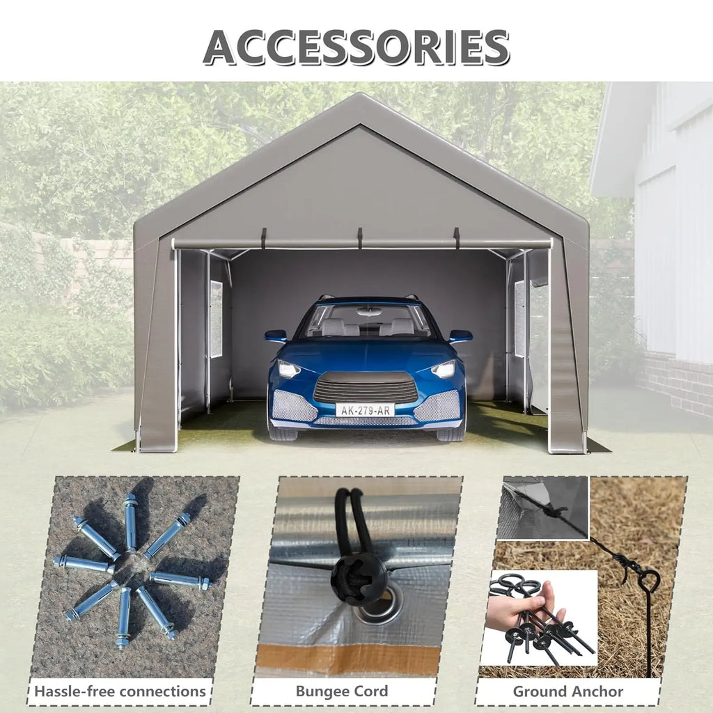Heavy Duty 13x20 Carport Canopy with Ventilated Sidewalls