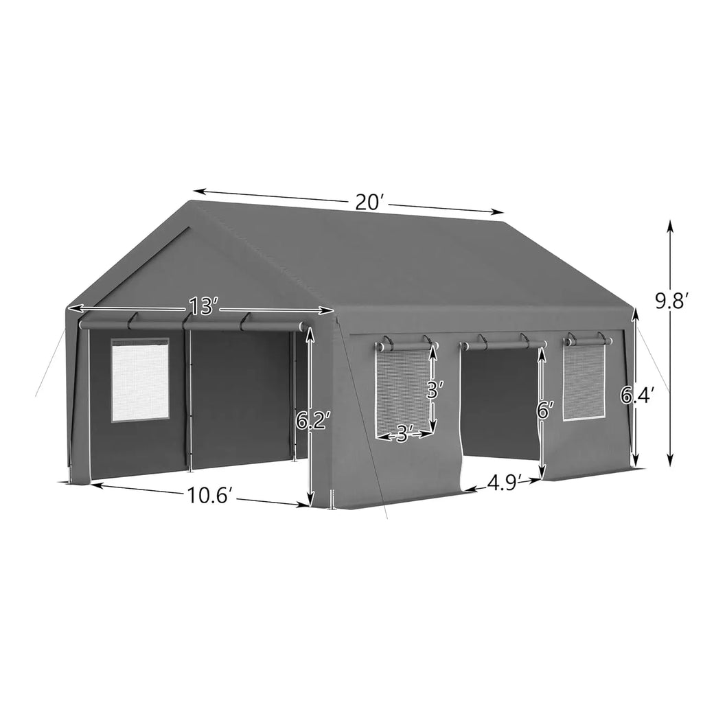 Heavy Duty 13x20 Carport Canopy with Ventilated Sidewalls