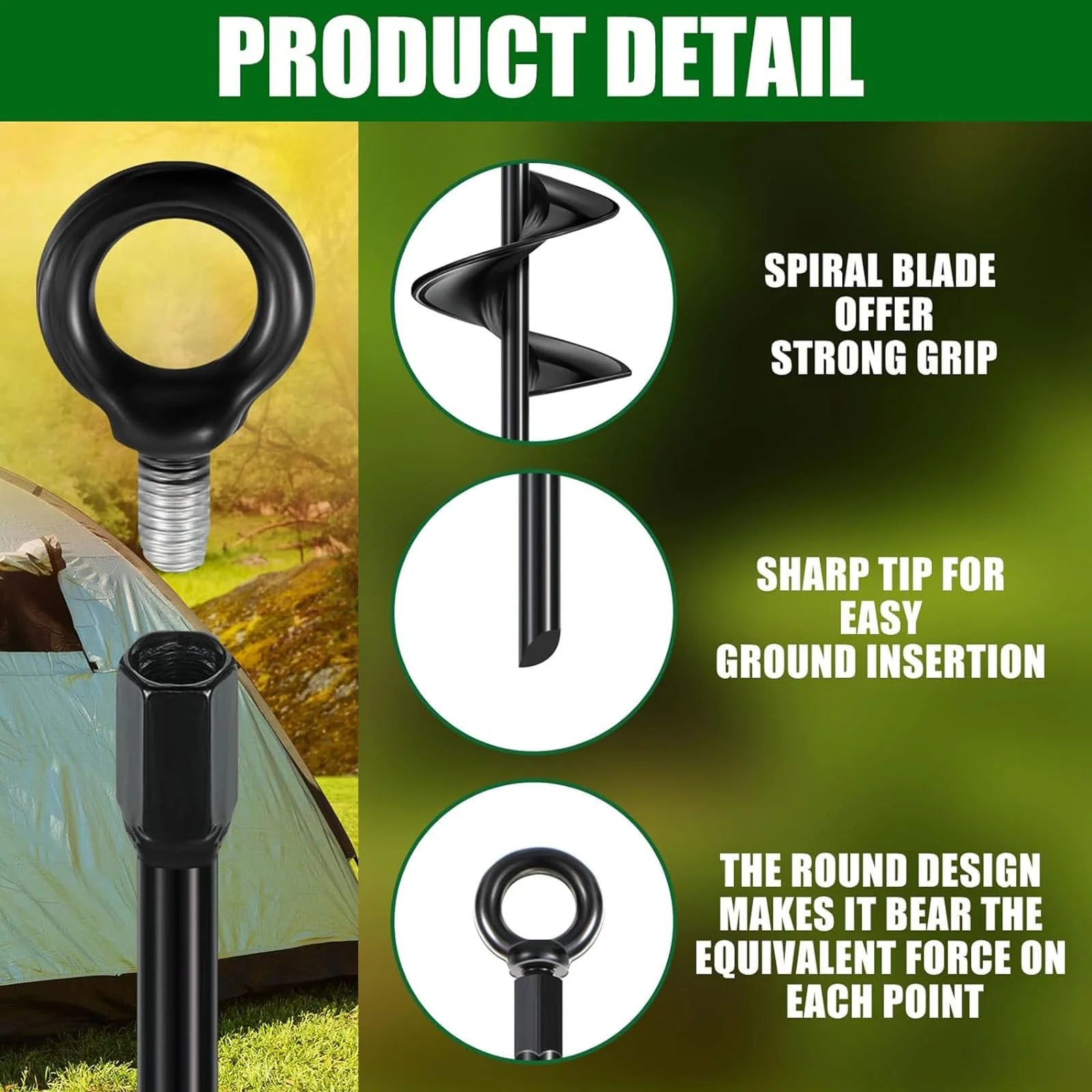 Trampoline Ground Anchor Kit 44 cm Steel Set of 4