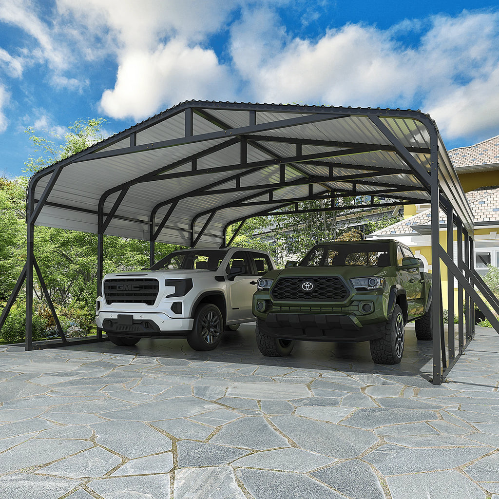 Metal Carport Garage for Two Cars 20x20FT Portable Shelter