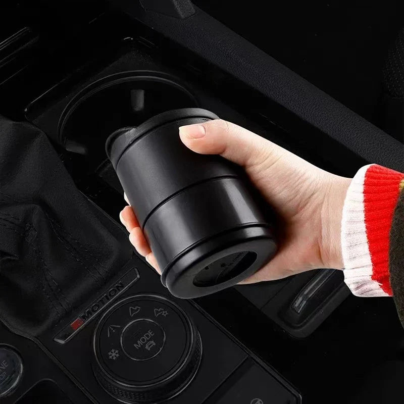 Black Plastic Car LED Ashtray 7x7x10cm