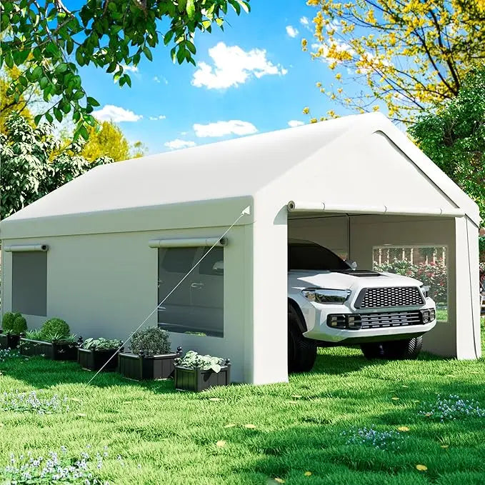 12x20 FT Heavy Duty Carport Portable Garage with Windows