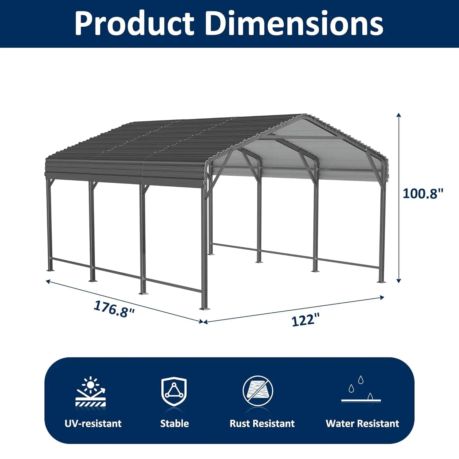 Metal Carport 10x15 FT with Enhanced Base and Durability