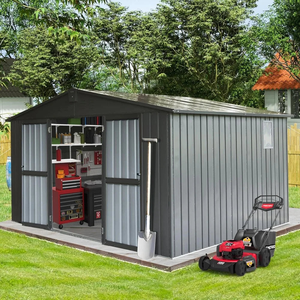 Metal Outdoor Storage Shed 11x9 FT with Lockable Doors
