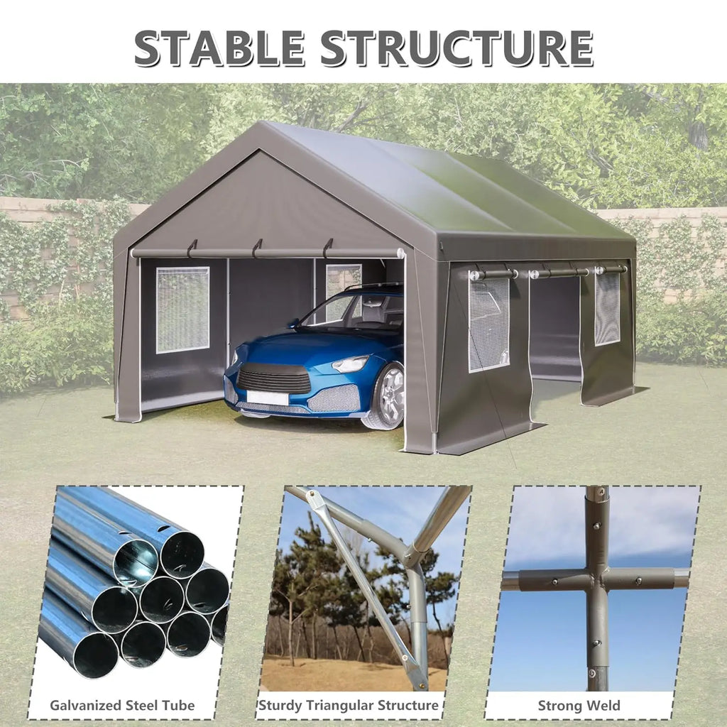 Heavy Duty 13x20 Carport Canopy with Ventilated Sidewalls