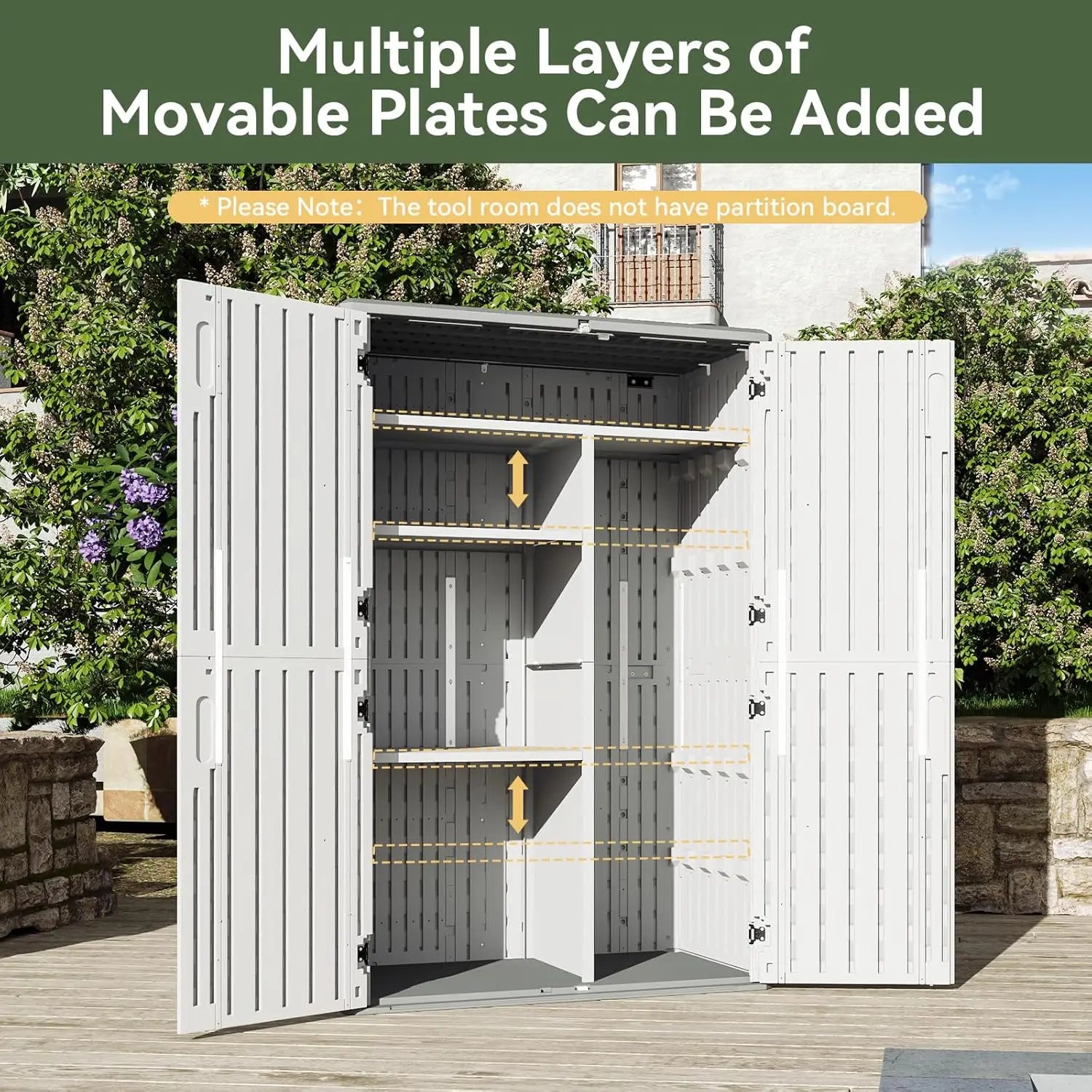 Waterproof Outdoor Storage Shed 64 Cu Ft for Garage Garden