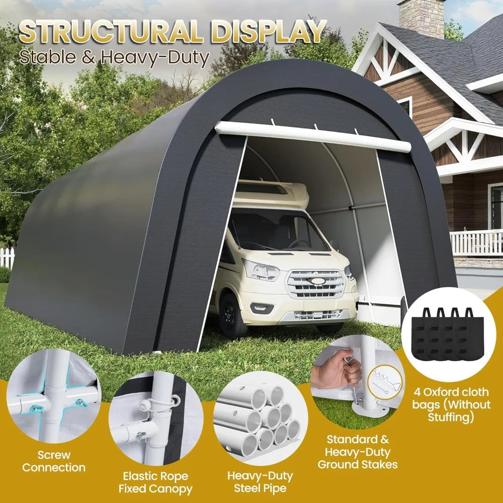 12 Feet X 25 Feet Heavy-duty Carport with Roll-up Doors