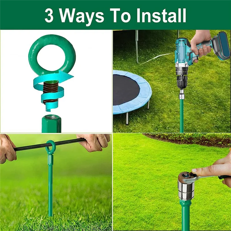 Helix Earth Ground Anchor Kit 18in Steel Shed Anchors Green