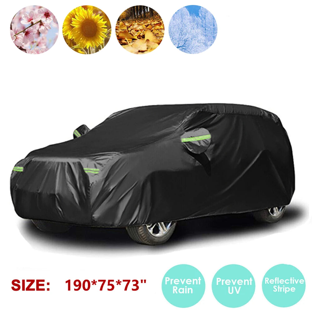 Black SUV Car Cover 190x75x73in Waterproof UV Resistant