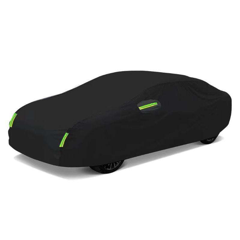 Black Car Cover Full Exterior Dustproof Protection with Reflective Strips