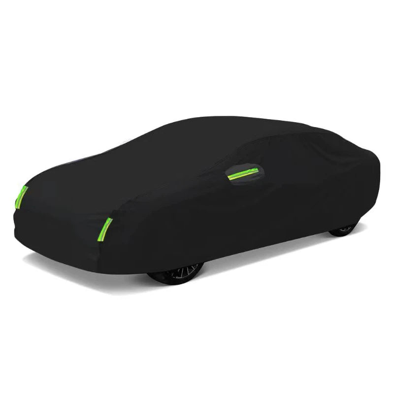 Black Car Cover Full Exterior Dustproof Protection with Reflective Strips