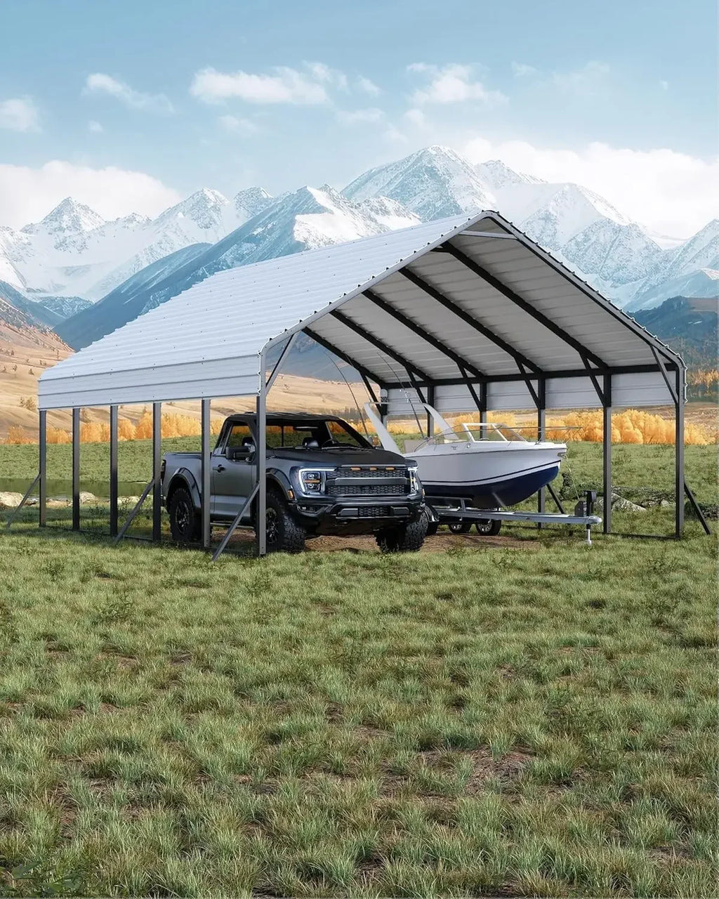 Metal Carport Portable Garage for 2 Cars 20'x25'x13' Gray