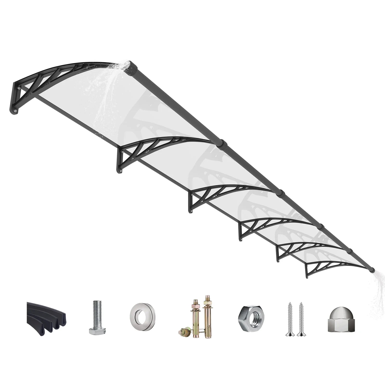 Polycarbonate Window Awning Canopy with Gutter Protection