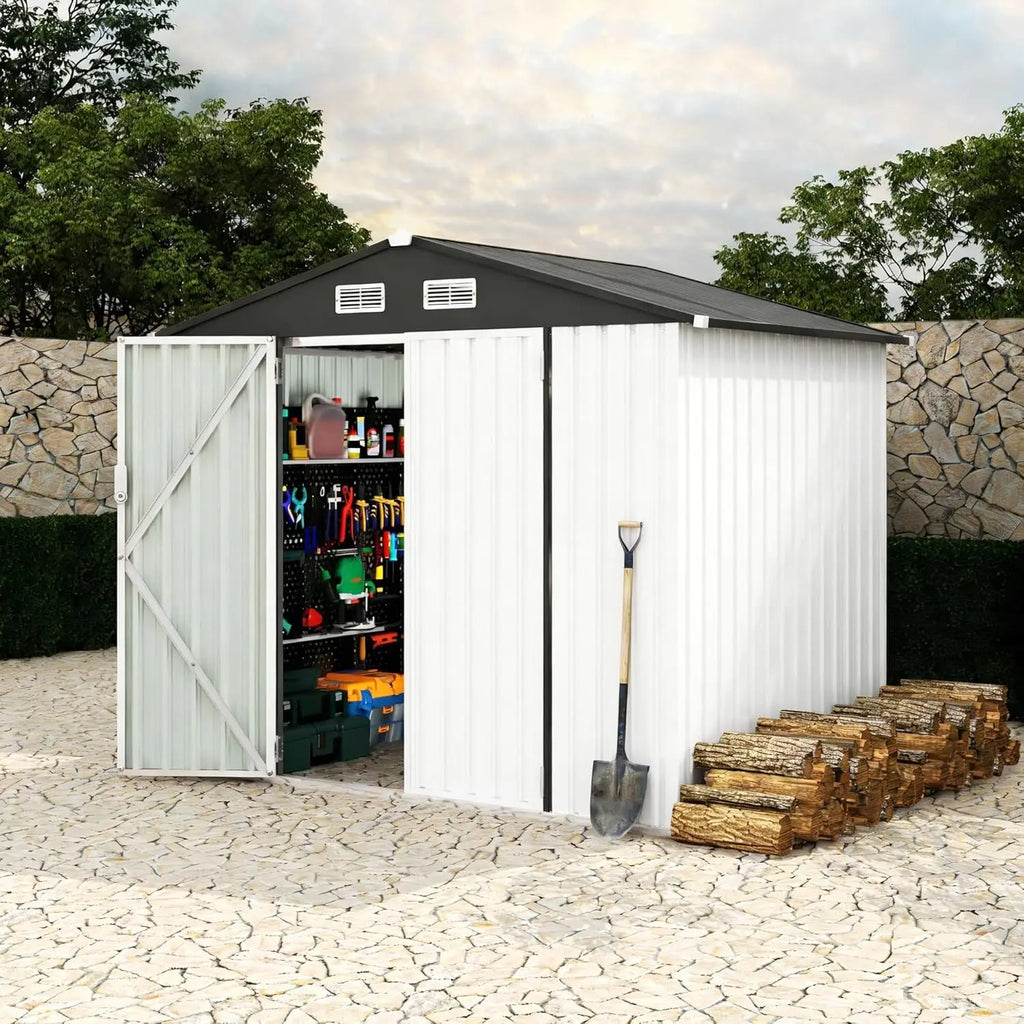 Metal Storage Shed 6X8 FT with Lockable Door Outdoor