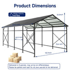 Heavy Duty Metal Carport 22x11 FT with Oxford Cloth Enclosure