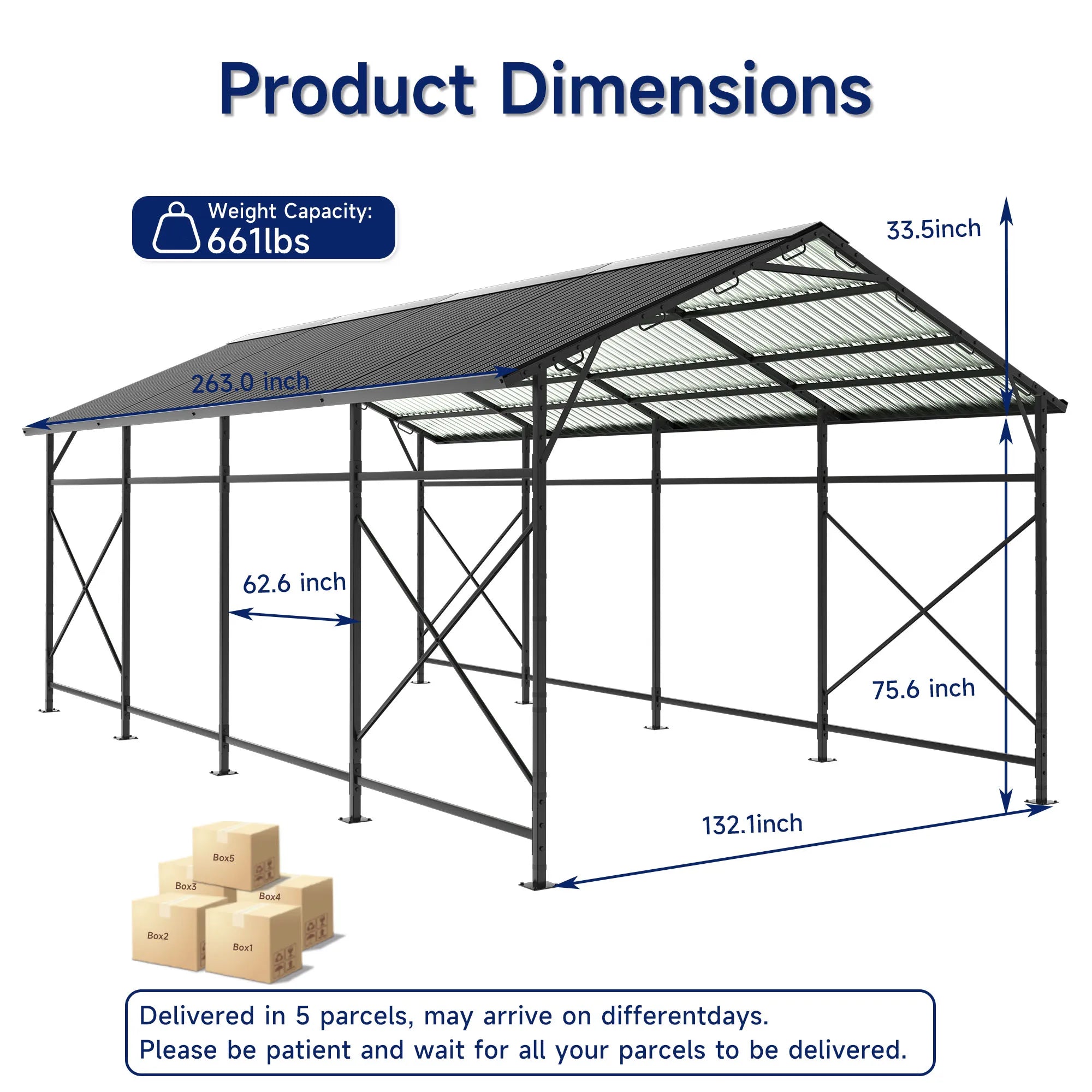 Heavy Duty Metal Carport 22x11 FT with Oxford Cloth Enclosure