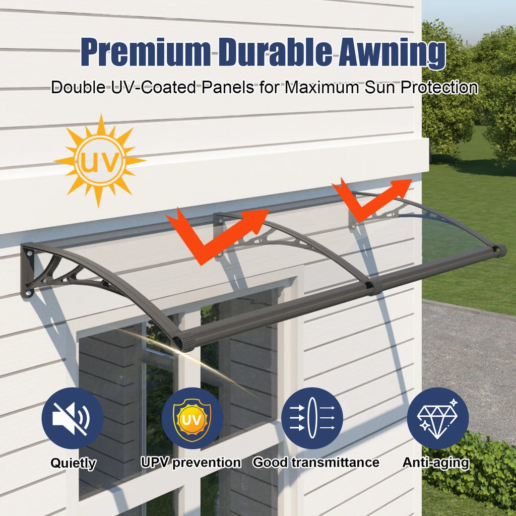 Polycarbonate Window Awning Canopy with Gutter Protection