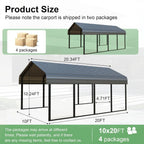 10x20ft Heavy Duty Metal Carport Garage Canopy