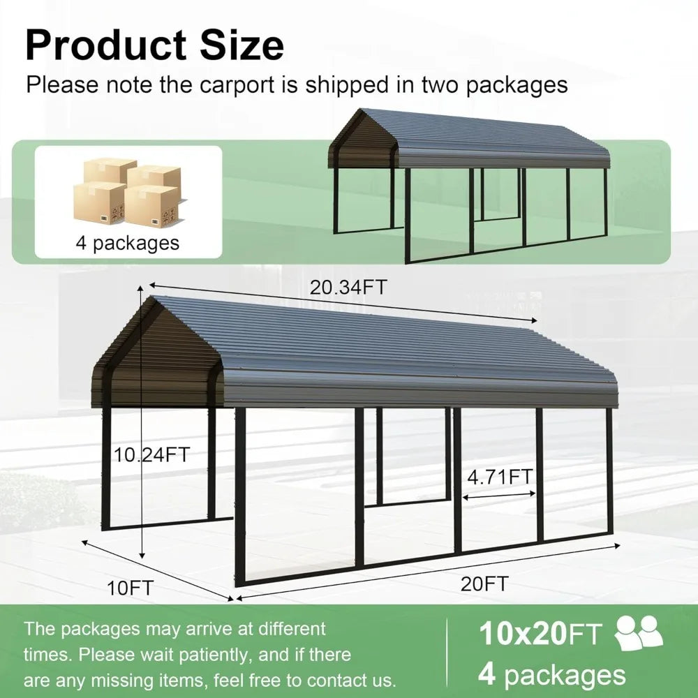 10x20ft Heavy Duty Metal Carport Garage Canopy