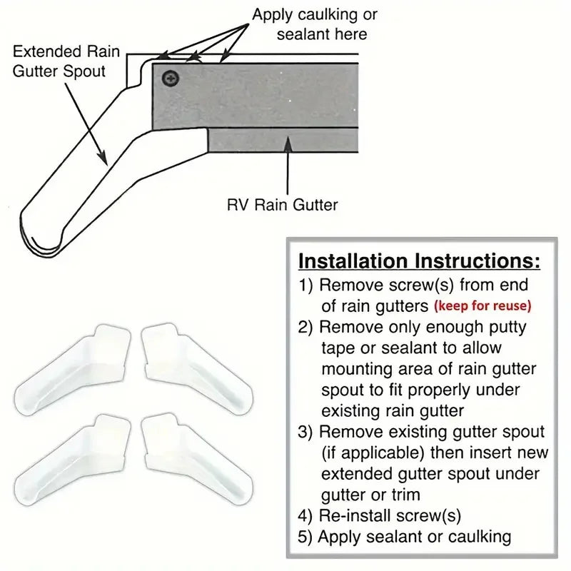 RV Gutter Extenders for Rainwater Control Hardware