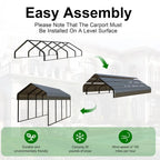 10x20ft Heavy Duty Metal Carport Garage Canopy