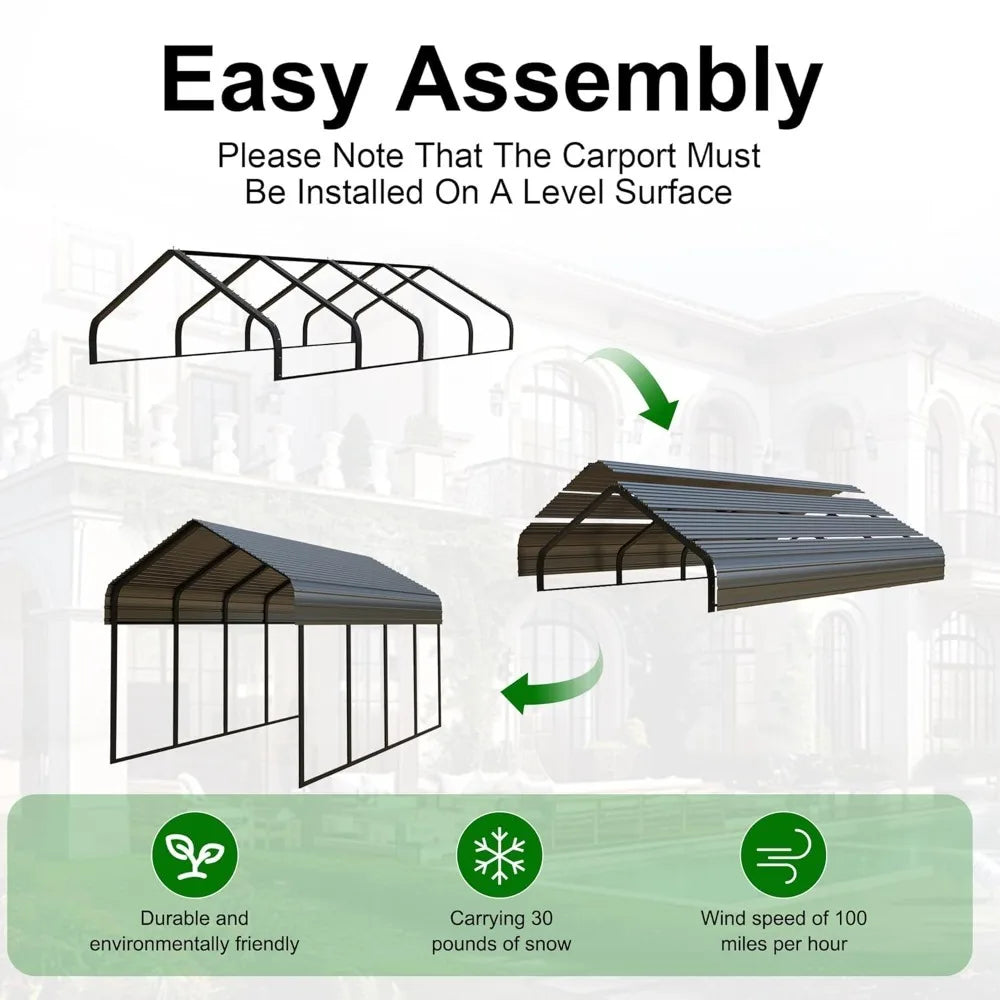 10x20ft Heavy Duty Metal Carport Garage Canopy