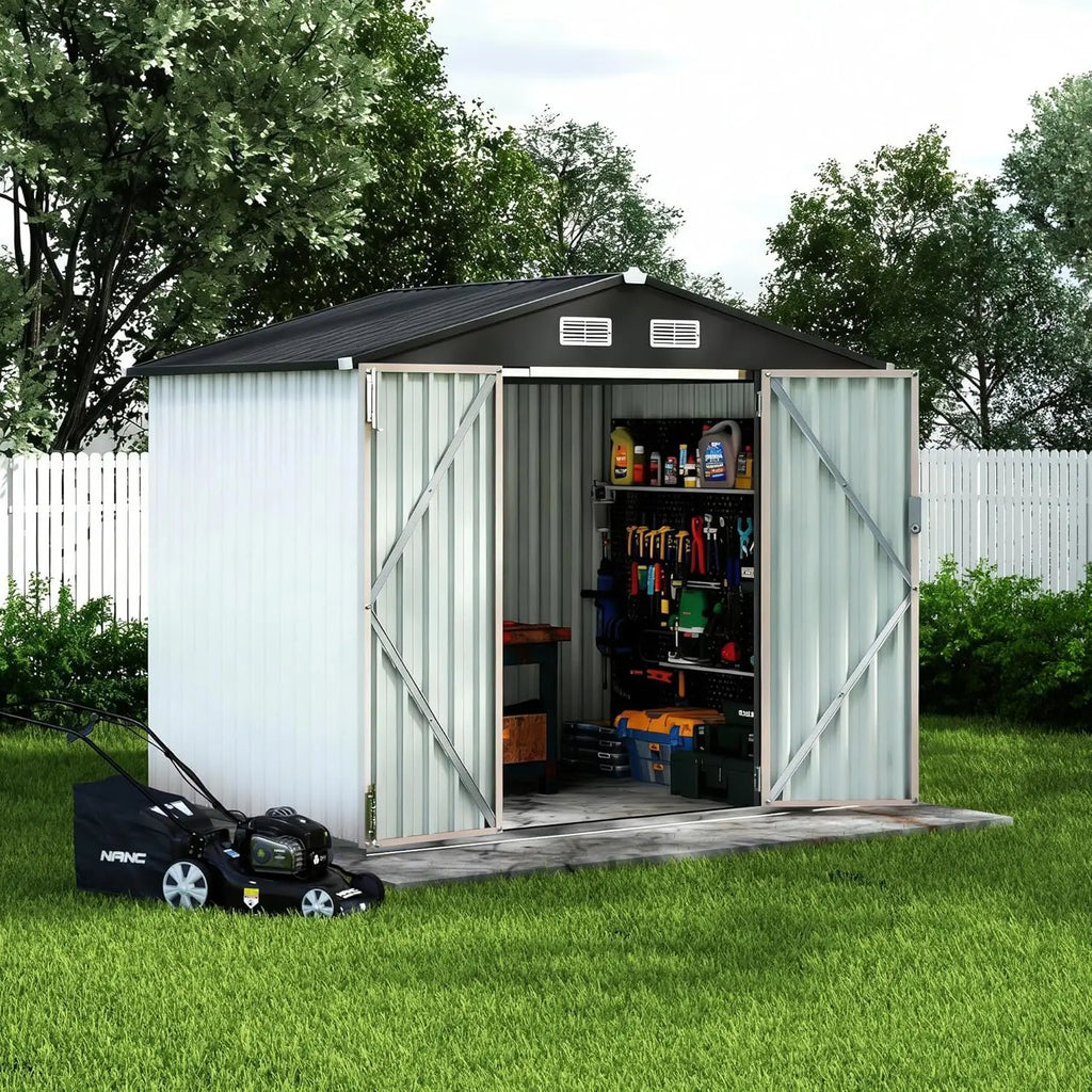 Metal Storage Shed 6X8 FT with Lockable Door Outdoor