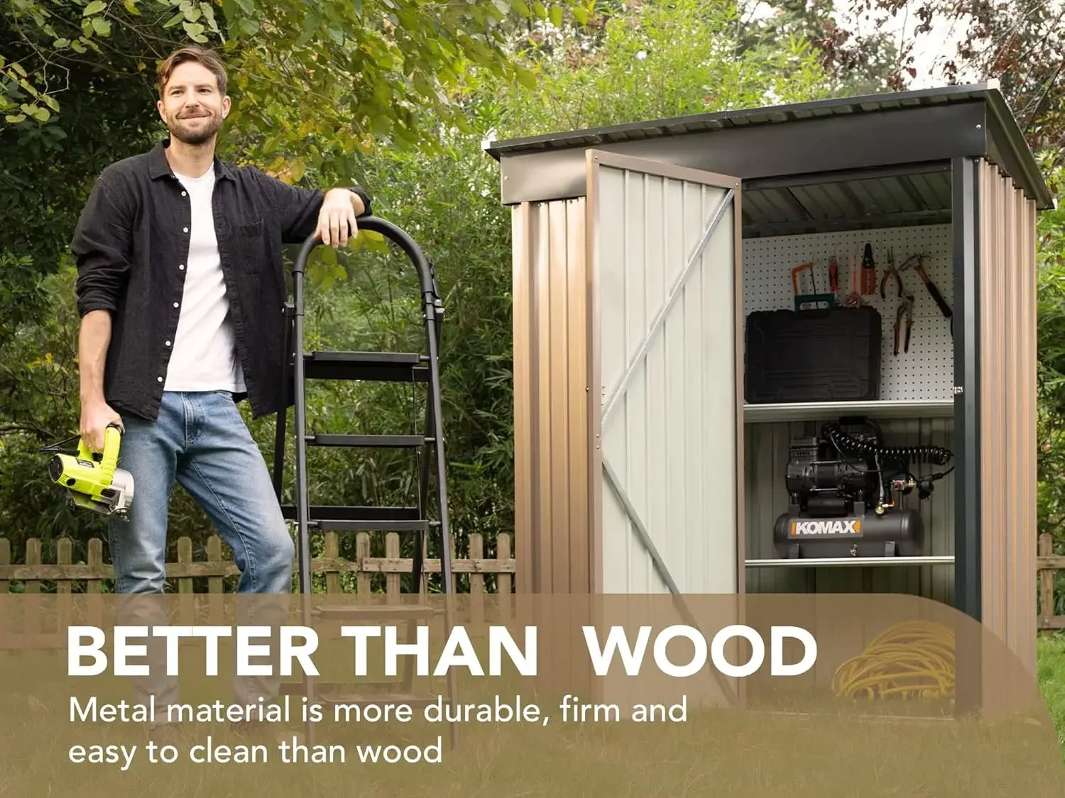 Lockable Metal Garden Shed 5 X 3 Feet Brown Storage