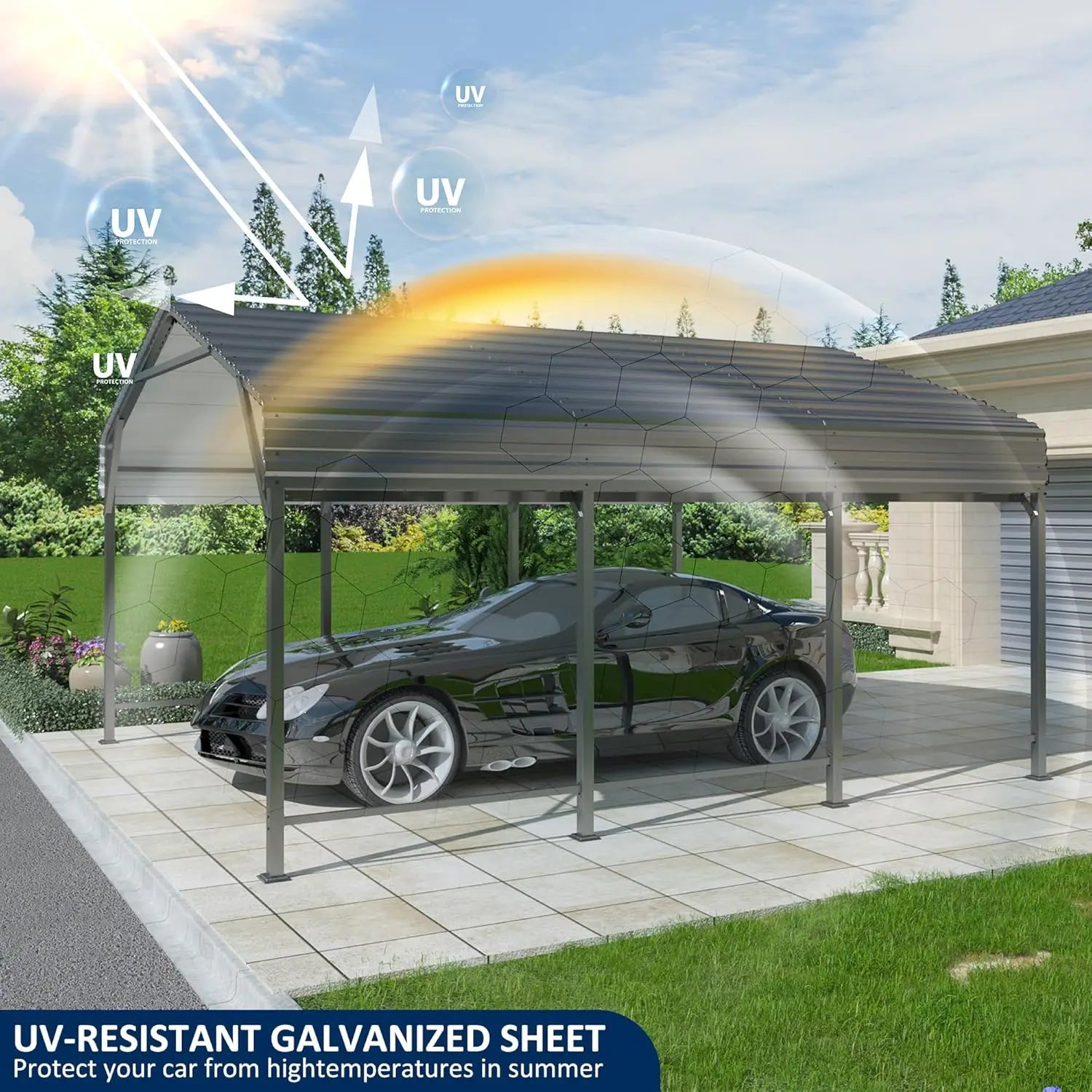 Metal Carport 10x15 FT with Enhanced Base and Durability