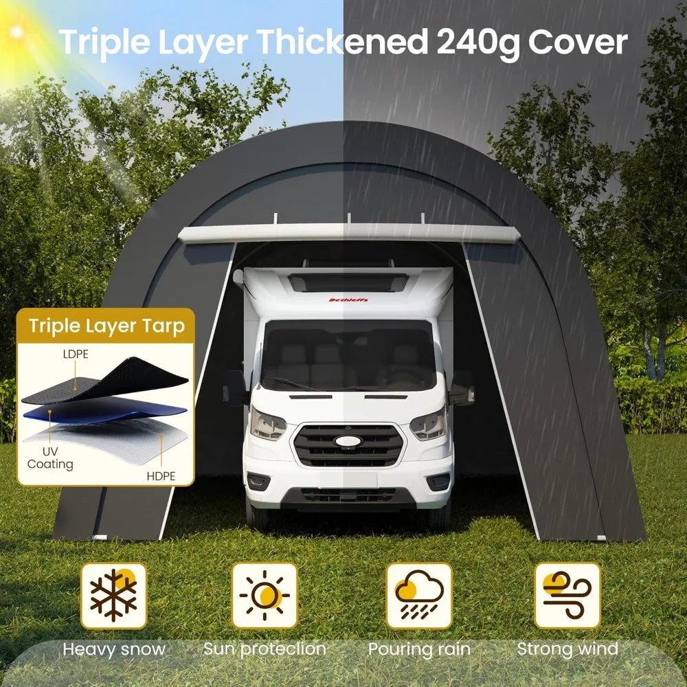 12 Feet X 25 Feet Heavy-duty Carport with Roll-up Doors