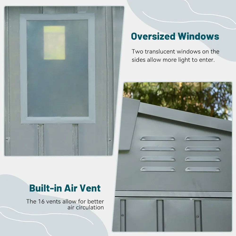 Metal Outdoor Storage Shed 11x9 FT with Lockable Doors