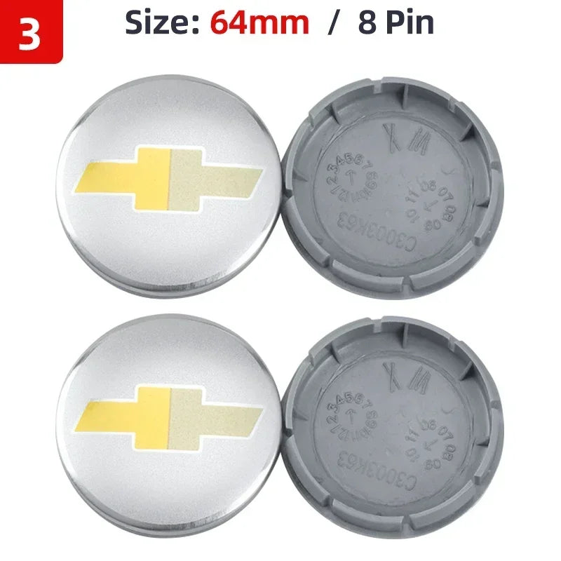 4pcs 53mm 58mm 59mm 64mm Car Wheel Center Hub Caps Cover for Chevrolet Lacetti Aveo Cobalt Malibu Trax Camaro Sail Captiva Spark