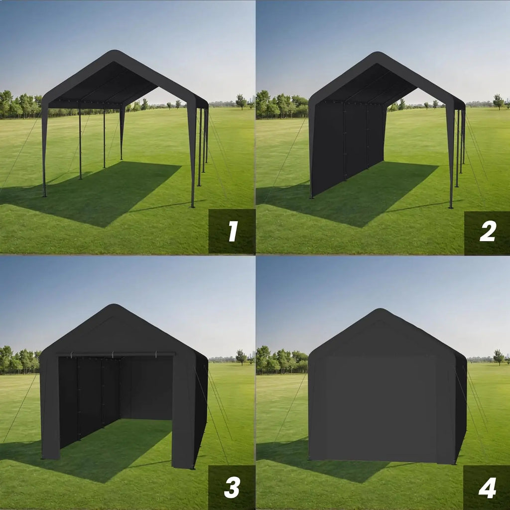 10x20 Heavy Duty Carport Garage with Removable Sidewalls