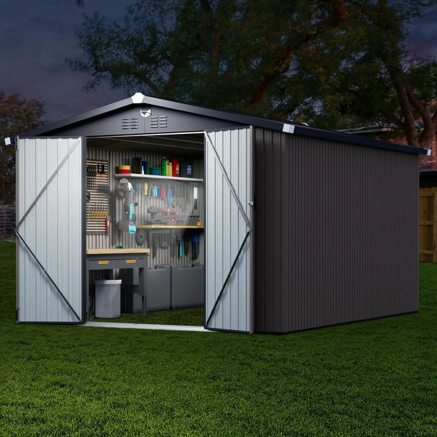 Metal Storage Shed 10x12 Waterproof Customizable Backyard