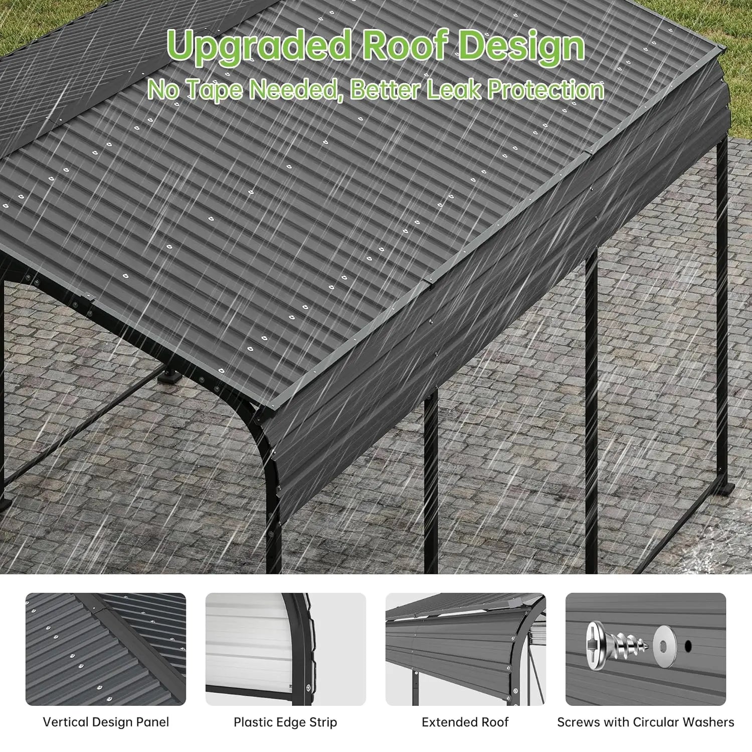 Metal Carport 10x15FT with Galvanised Steel Roof
