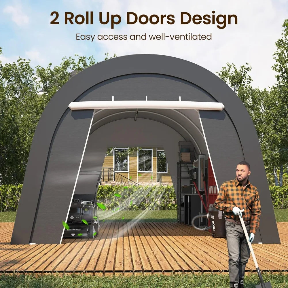 12 Feet X 25 Feet Heavy-duty Carport with Roll-up Doors